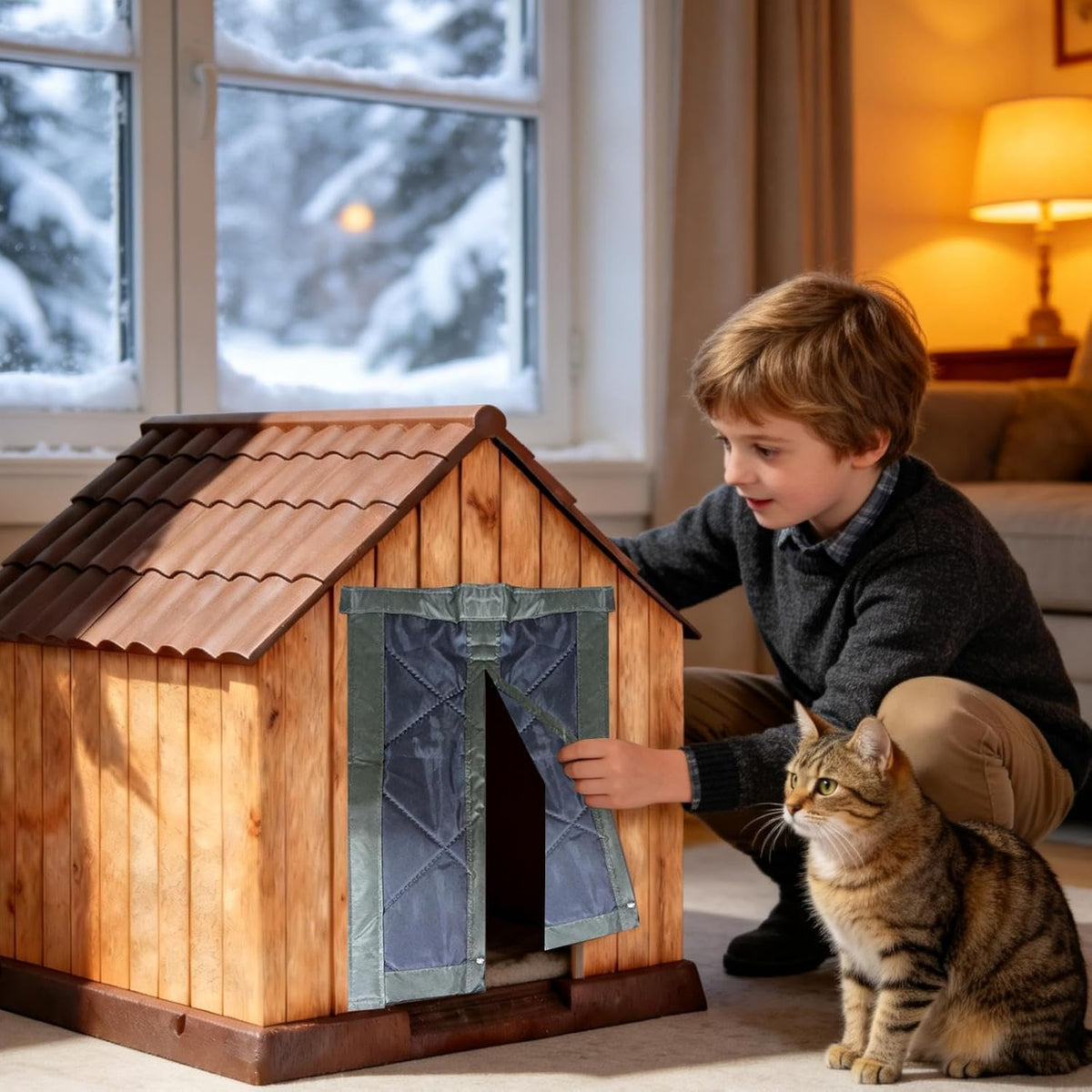 Magnetic Insulated Dog House Door Flap Winter Windproof 11.8x19.6 Inch