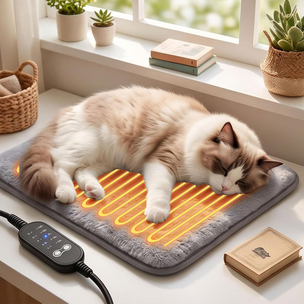 Pet Heating Pad for Cats and Dogs Soft Cat Heating Pad Heated Cats Bed