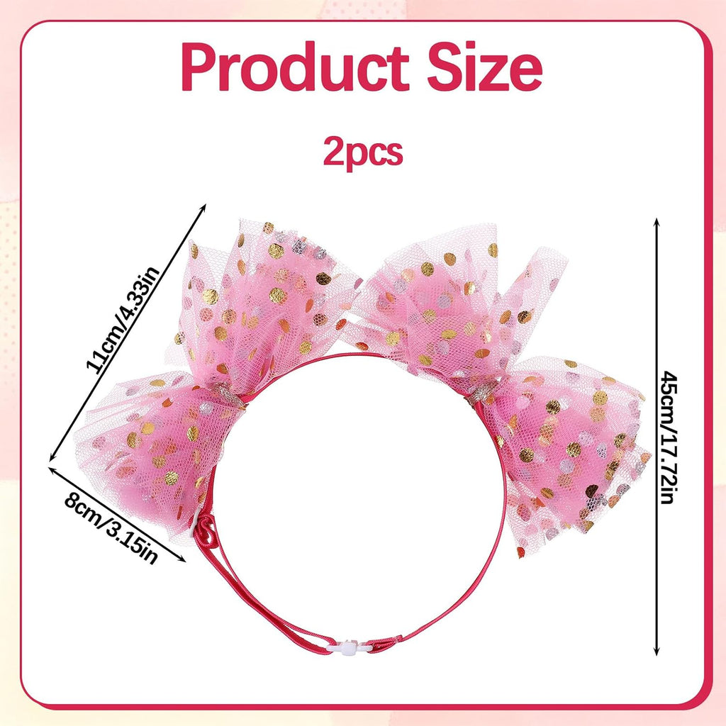 2pcs Dog Bows for Large Dogs with Elastic Adjustable Headbands