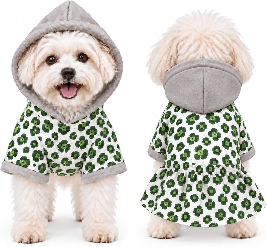 Dog Hoodie Sweaters for Small Dogs,Leopard Print Hooded Dress Skirt for Chihuahua Yorkie Pomeranian Maltese Poodle Pug,W