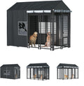 Outdoor Dog Kennel Cover, 8'Dx4'Wx6'H, Full Coverage Black