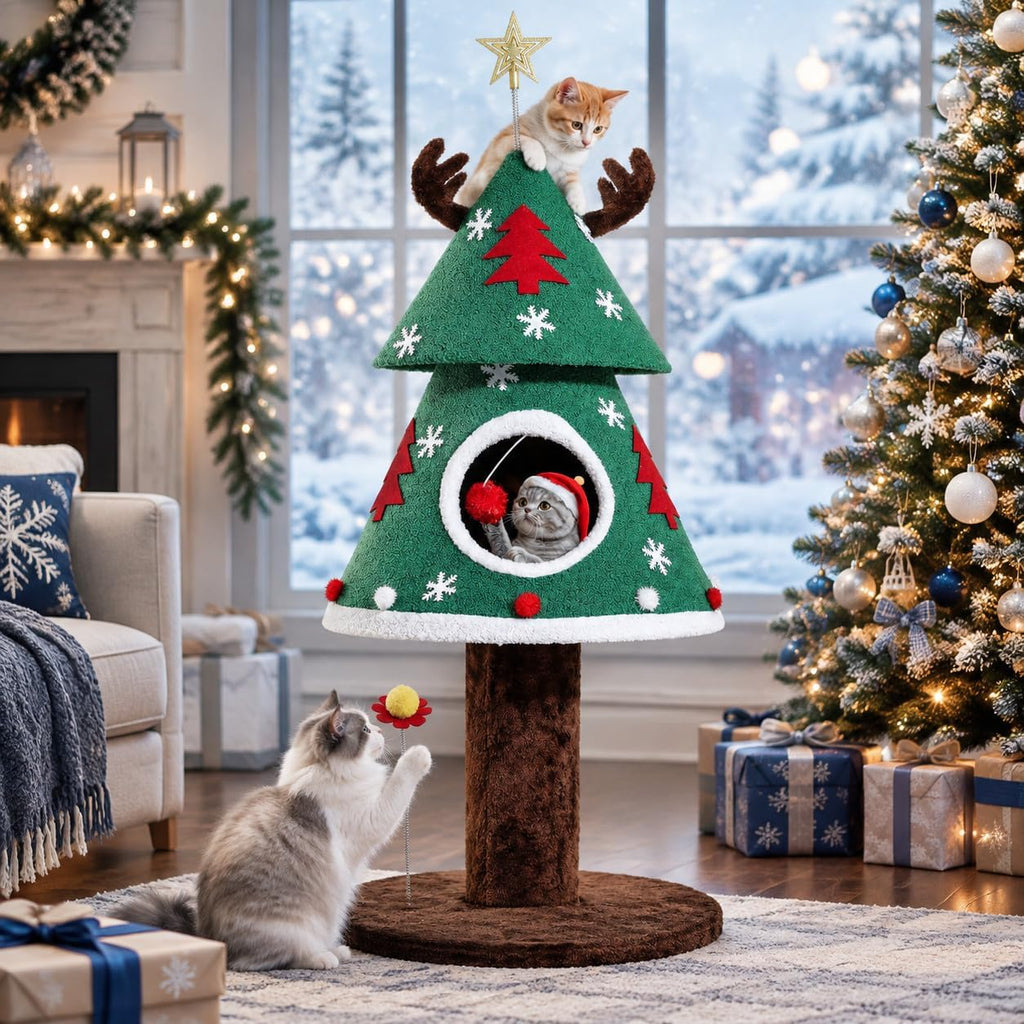 YITAHOME 58.2in Christmas Cat Tree with Cat tunnel