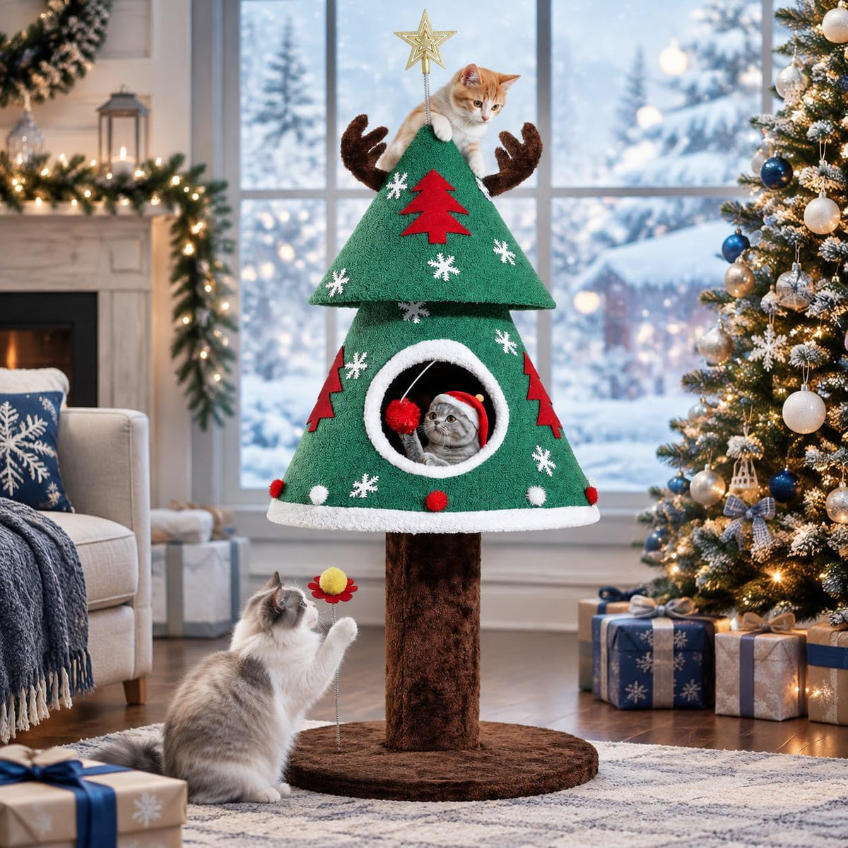 YITAHOME 58.2in Christmas Cat Tree with Cat tunnel