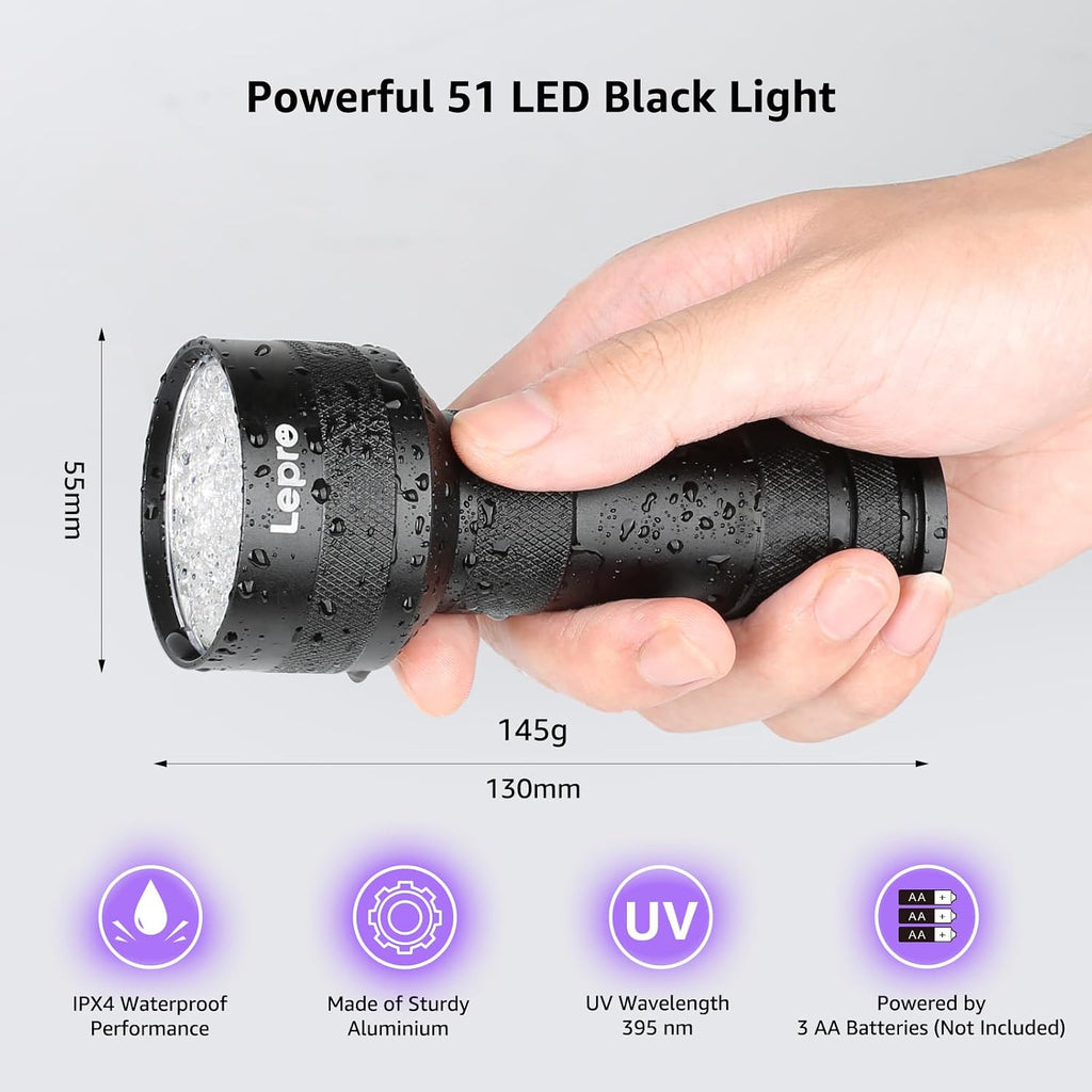 Lepro 51 LED Handheld UV Blacklight, 395nm, Pet Urine Detector