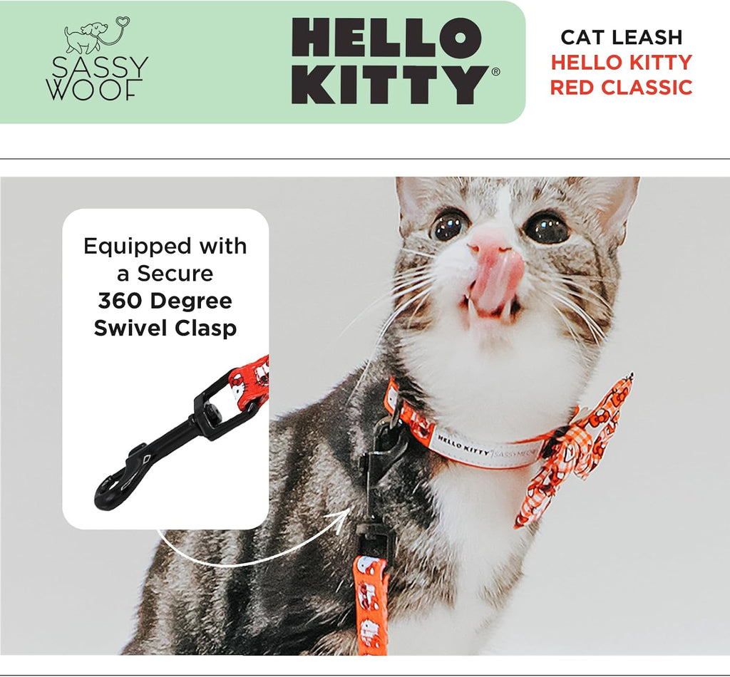 Sassy Woof Hello Kitty® Red Classic Cat Leash 60-Inch with Padded Handle