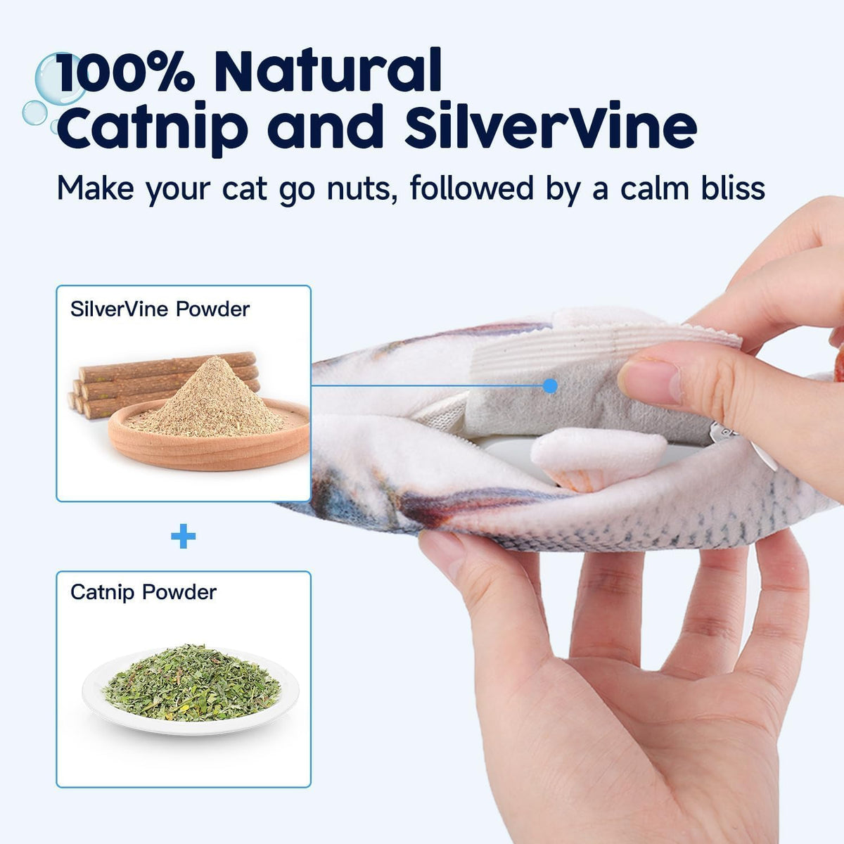 Potaroma Cat Toys Flopping Fish with Catnip, Moving Kitten Kicker, Floppy Wiggle Carp for Small Dogs, Interactive Motion