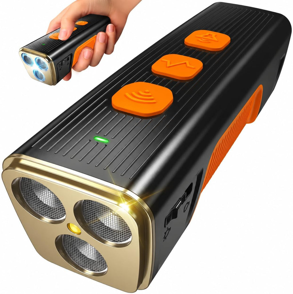 Ultrasonic Dog Bark Deterrent Device with LED Flashlight & Beep