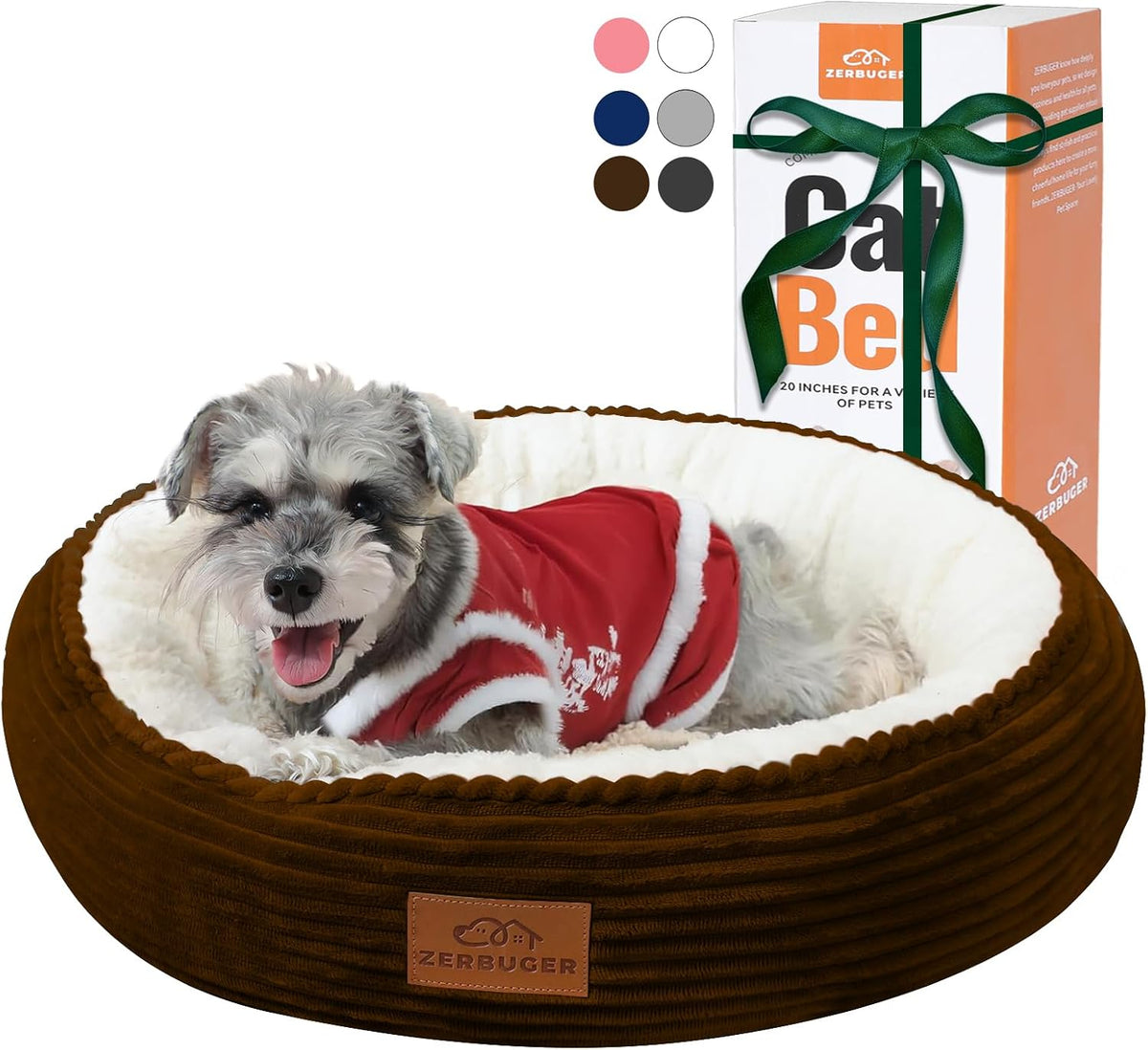 Zerbuger 20in Pink Round Dog Bed Sofa for Dogs Cats, Machine Washable