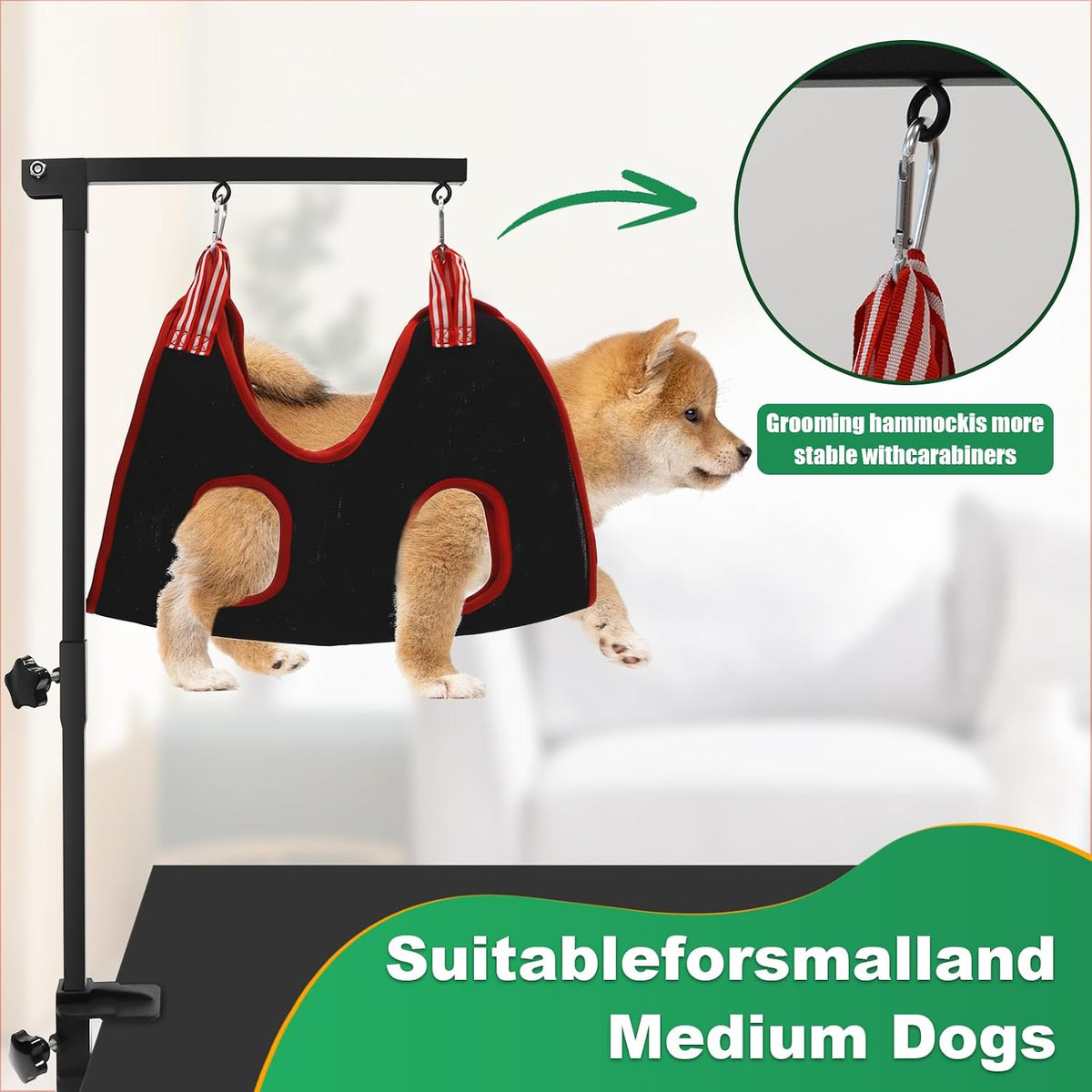 Dog Grooming arm with Restraint Loops, Adjustable Height(18.1"~30.7"),for Medium & Small Pets Bathing & Grooming