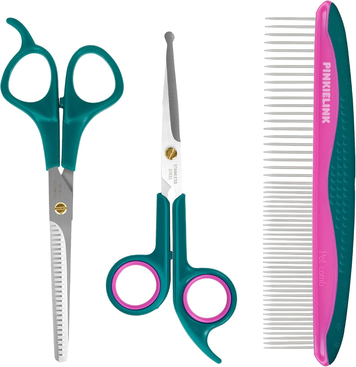 Professional Dog and Cat Grooming Scissors, Pet Grooming Shears, Sharp Stainless Steel Blade With Round Tips - Safety Fu