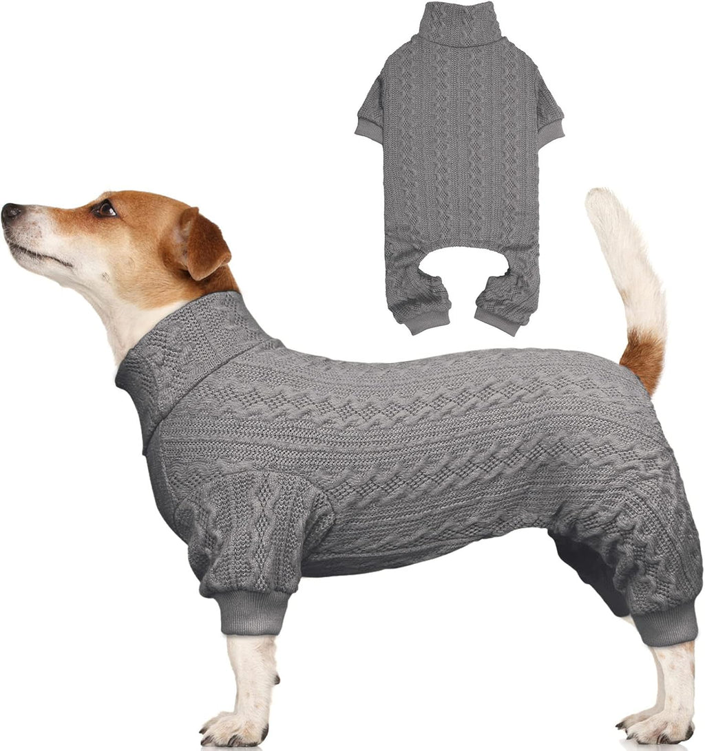 Dog Sweaters for Large Dogs Turtleneck Knitted Pet Clothes Solid Color Puppy Sweater Warm Dog Sweater(Grey&XL)