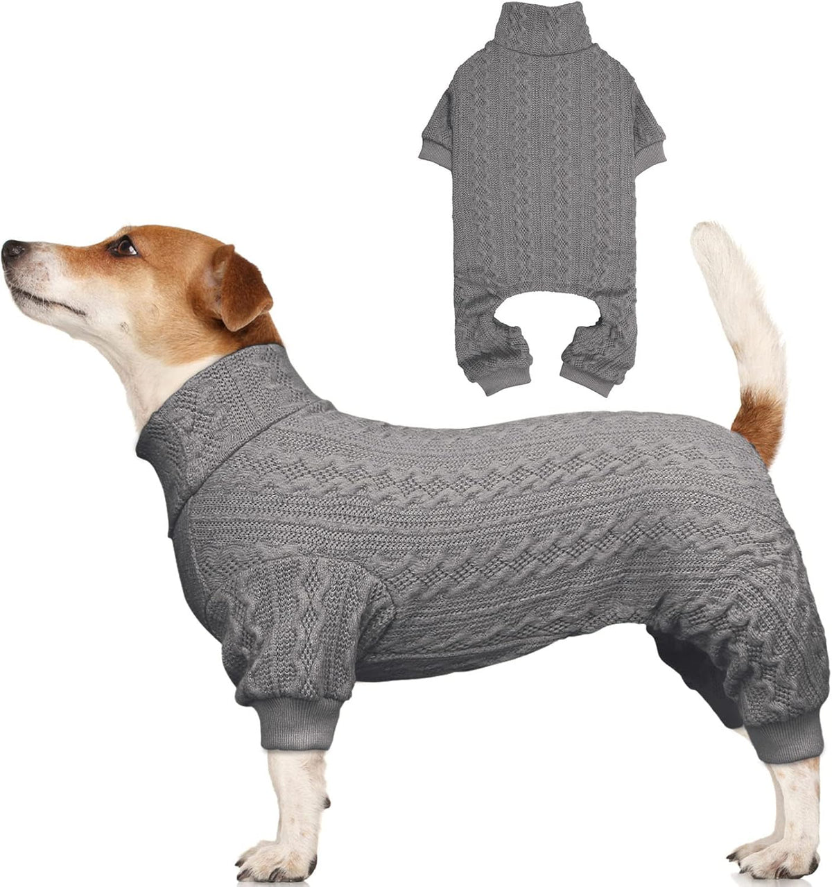 Dog Sweaters for Large Dogs Turtleneck Knitted Pet Clothes Solid Color Puppy Sweater Warm Dog Sweater(Grey&XL)