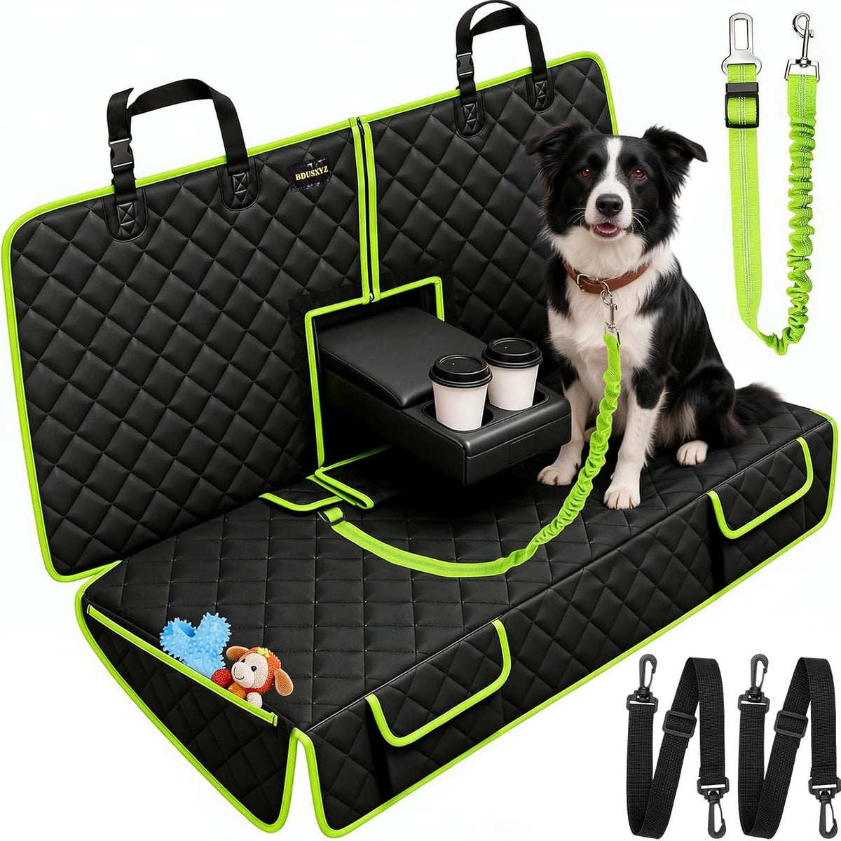 BDUSXYZ Dog Car Seat Cover for Back Seat - Waterproof Non-Slip Bench Seat Protector for Cars Trucks SUVs, 52" W X 49" L 