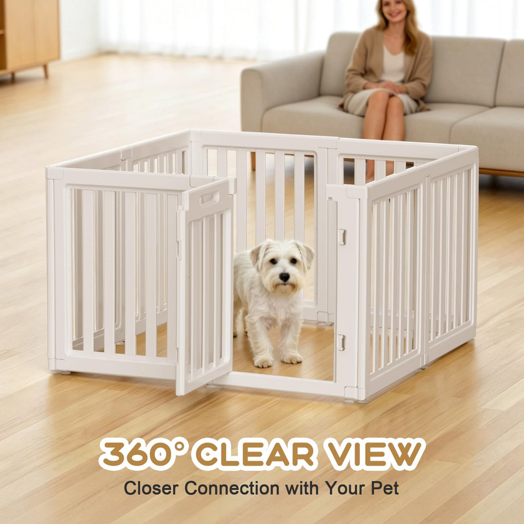 LoveTail Dog Playpen Indoor,Puppy Playpen,White 23.6" H, 8 Panels