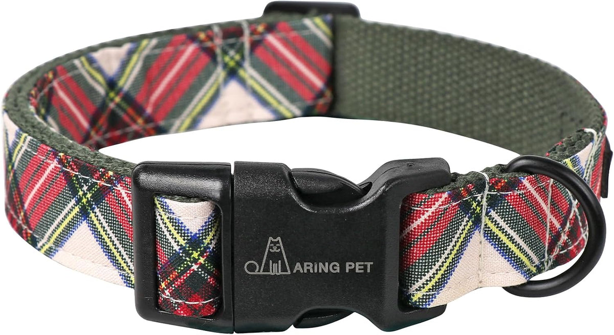 ARING PET Halloween Dog Collar-Cute Fall Dog Collar for Small Dogs, Cotton Halloween Orange Grid Dog Collars for Small M