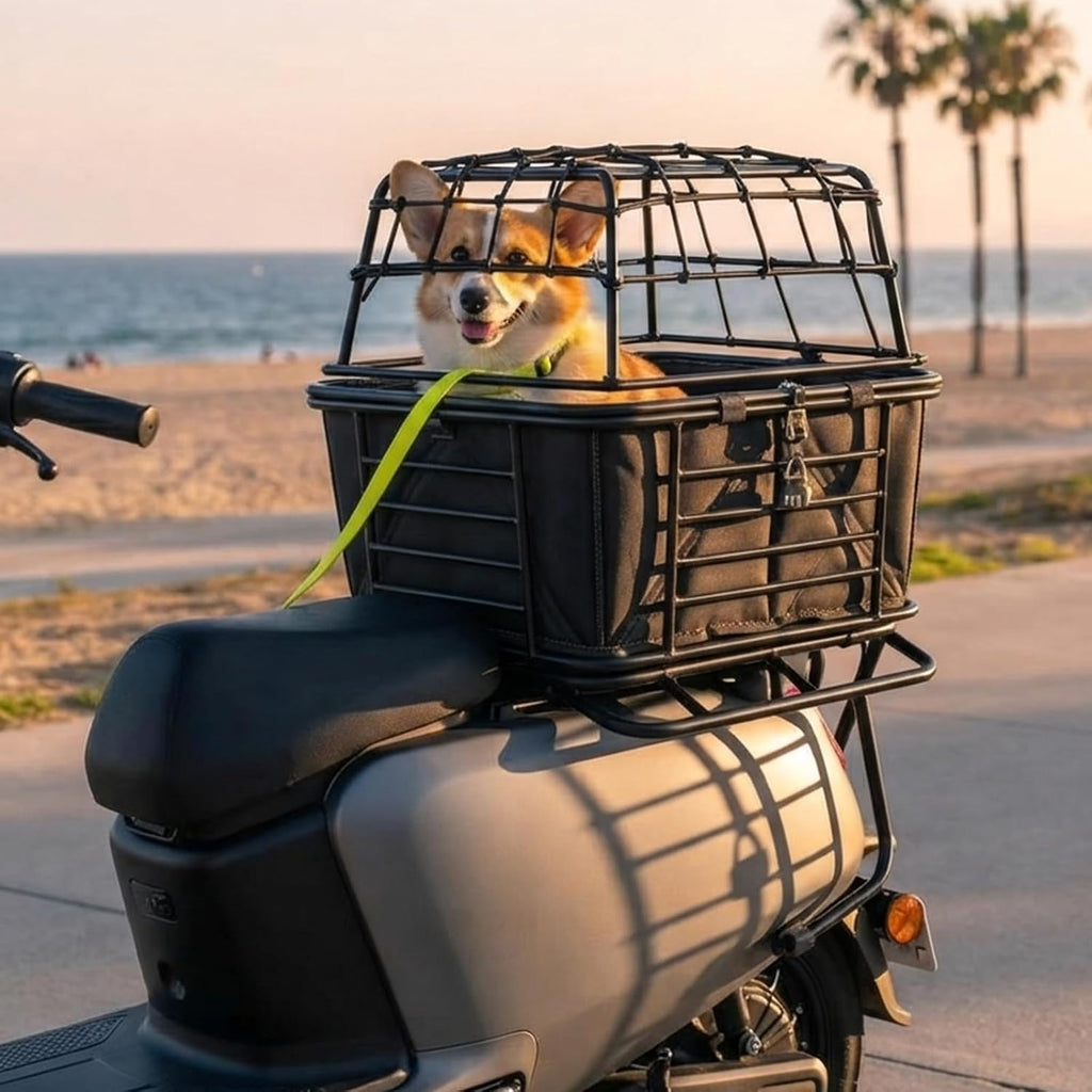 Motorcycle Dog Carrier with Mounting Bracket with Lid and Inner Liner Bag