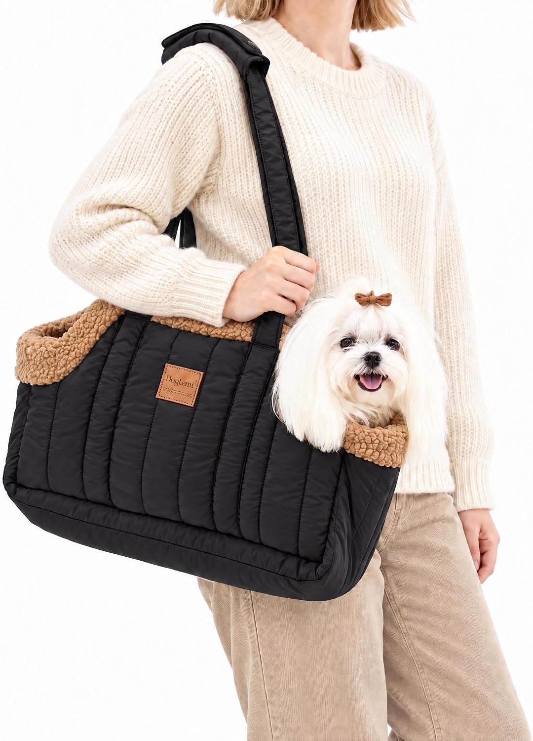Fall&Winter Dog Sling，Dog Sling Carrier for Pets Under 25 Lbs (Jet Black)