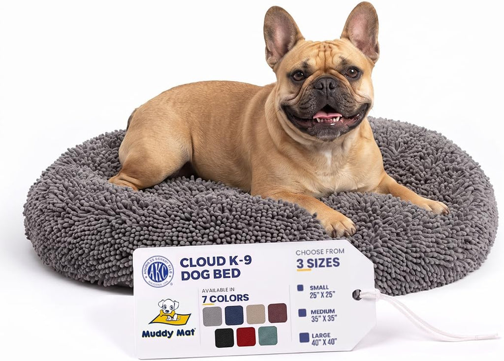 Muddy Mat® Cloud K-9 Dog Beds for Small Dogs & Cats, Soft & Relaxing Round Dog Bed, Chenille Material, Removable Cover, 