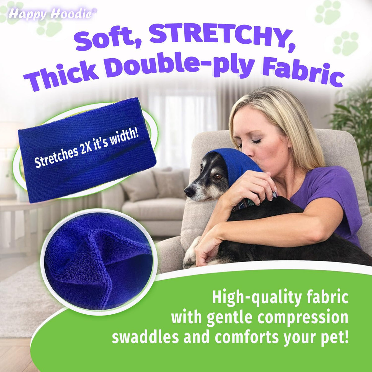 Happy Hoodie The Original Dog & Cat Calming Band for Noise & Anxiety Relief
