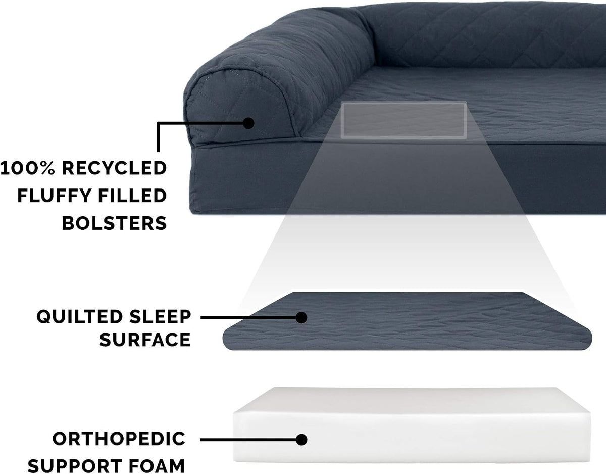 Furhaven Orthopedic Dog Bed for Large Dogs w/ Removable Bolsters & Washable Cover, For Dogs Up to 125 lbs - Quilted Sofa