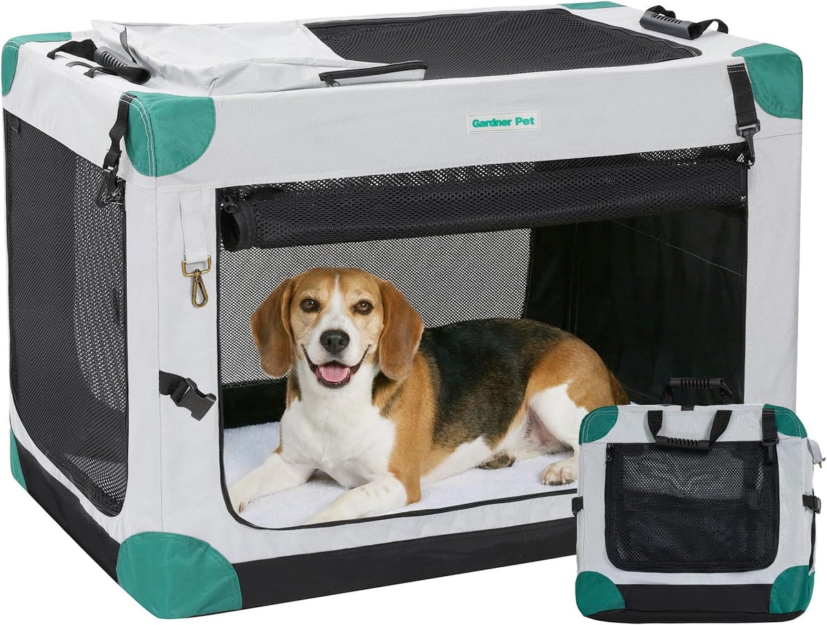 Gardner Pet Soft Collapsible Dog Crate - 36 Inch Portable Travel Dog Crate for Medium/Large Dogs Indoor & Outdoor, 3-Doo