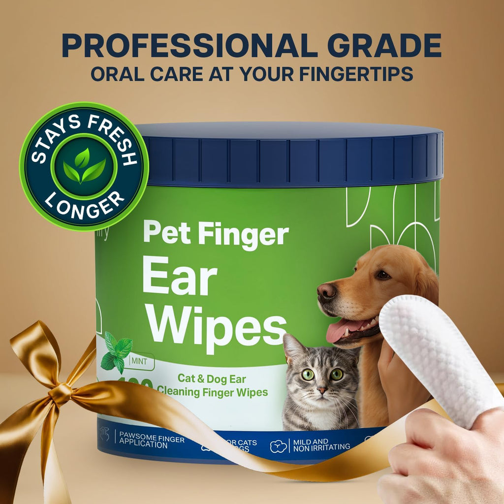 Dog Teeth Cleaning Wipes (100 Value Pack) Fresh Mint Cat & Dog Dental Wipes