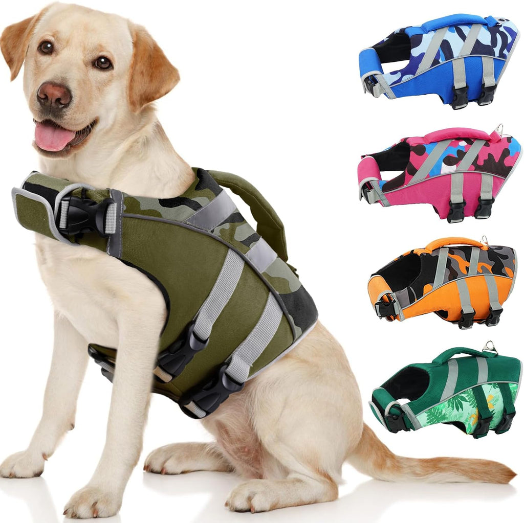 Kuoser Reflective Dog Life Jacket, Dog Life Vest for Swimming Boating