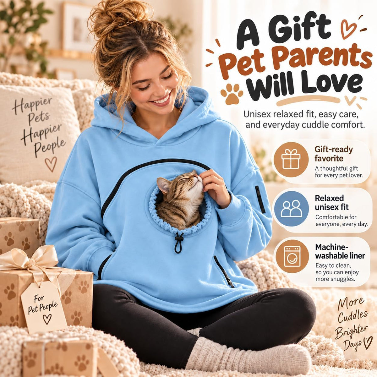 Pet Pouch Hoodie, Cat Hoodie with Dog Pouch, Pull Pocket with Dog Pouch