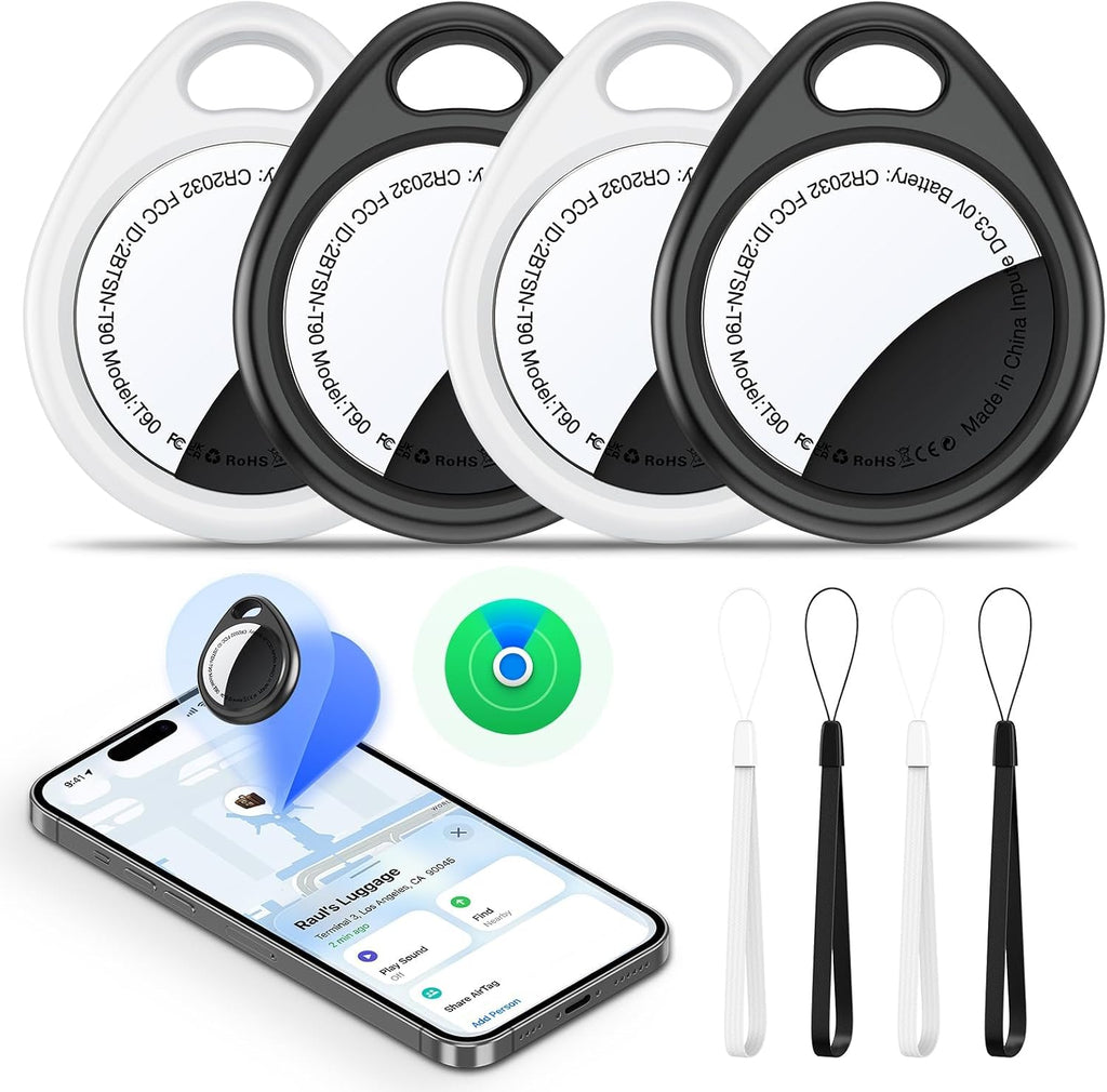 Bluetooth Air Tracker -4 Pack with Hybrid Armor Case, Compatible with Apple Find My (iOS Only), Item Finder for Keys Lug