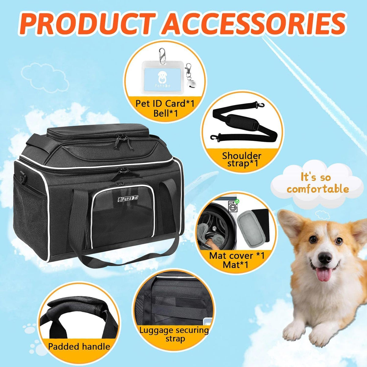 Top-Expandable Small Pet Carrier 18"x11"x11" Airline Approved