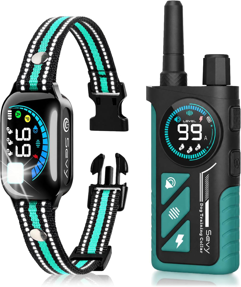 Sevy Buzzy 2-in-1 Dog Bark Collar & Dog Shock Collar with Remote for 2 Dogs