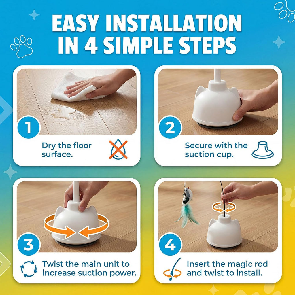 Interactive Cat Toys for Indoor Cats Toy Wand 360°Automatic Moving Cat Toys