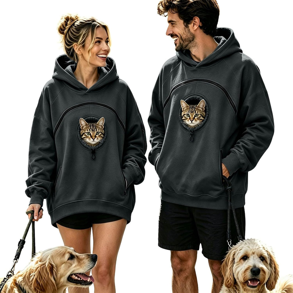 Pet Pouch Hoodie Cat Dog Carrier with Oversized Pouch Pull Pocket