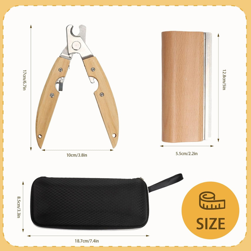 Dog Comb for Shedding Kit 2-in-1 Wooden Grooming Shedding Brush for Dogs & Cats Pet Hair Removal Tool with Ergonomic Gri