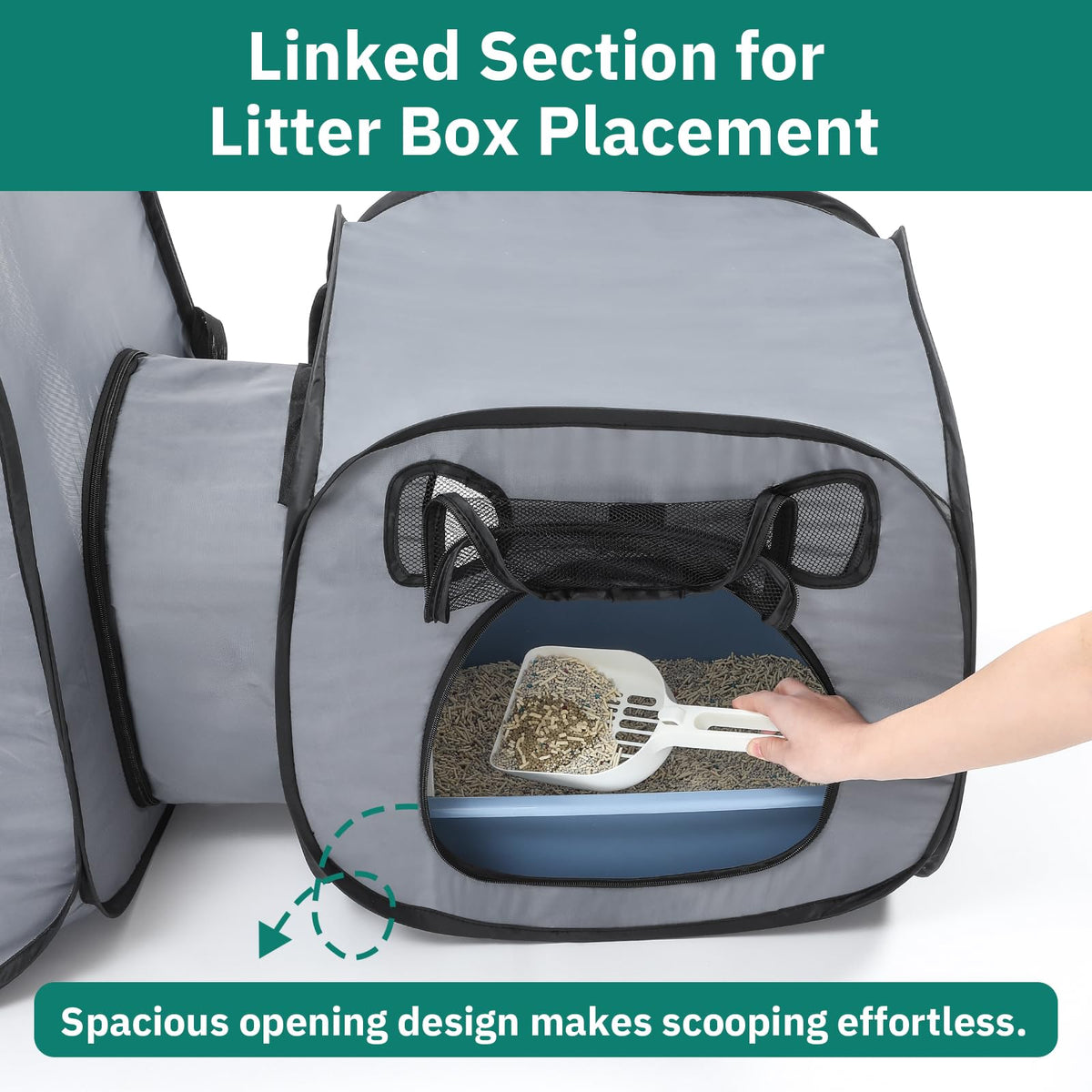 Snuvid Cat Playpen with Separate Litter Box Area, Large Foldable Waterproof Cat Tent - 600D Oxford, Portable Indoor/Outdoor Pet Enclosure, Cage, House & Condos with Carrybag for Kittens, Small Dogs