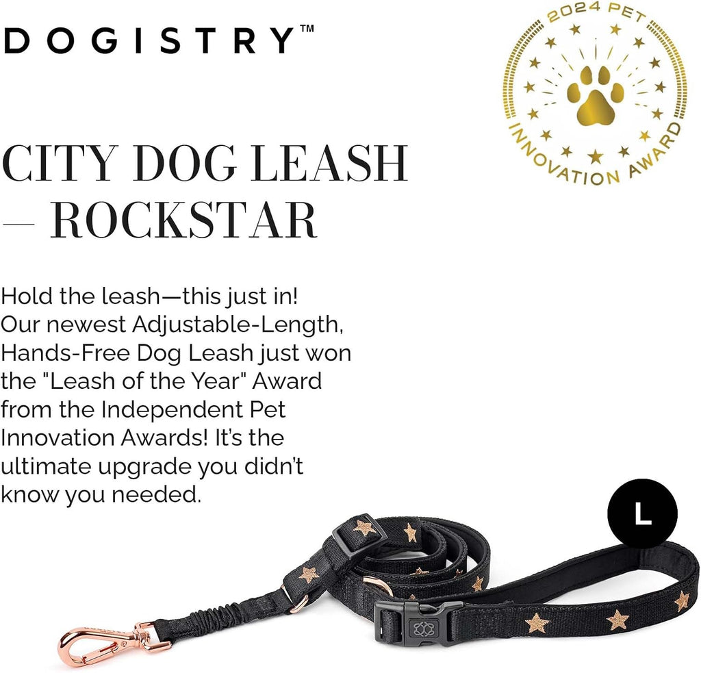 3-in-1 City Dog Leash - Rockstar, Adjustable Bungee Leash - L