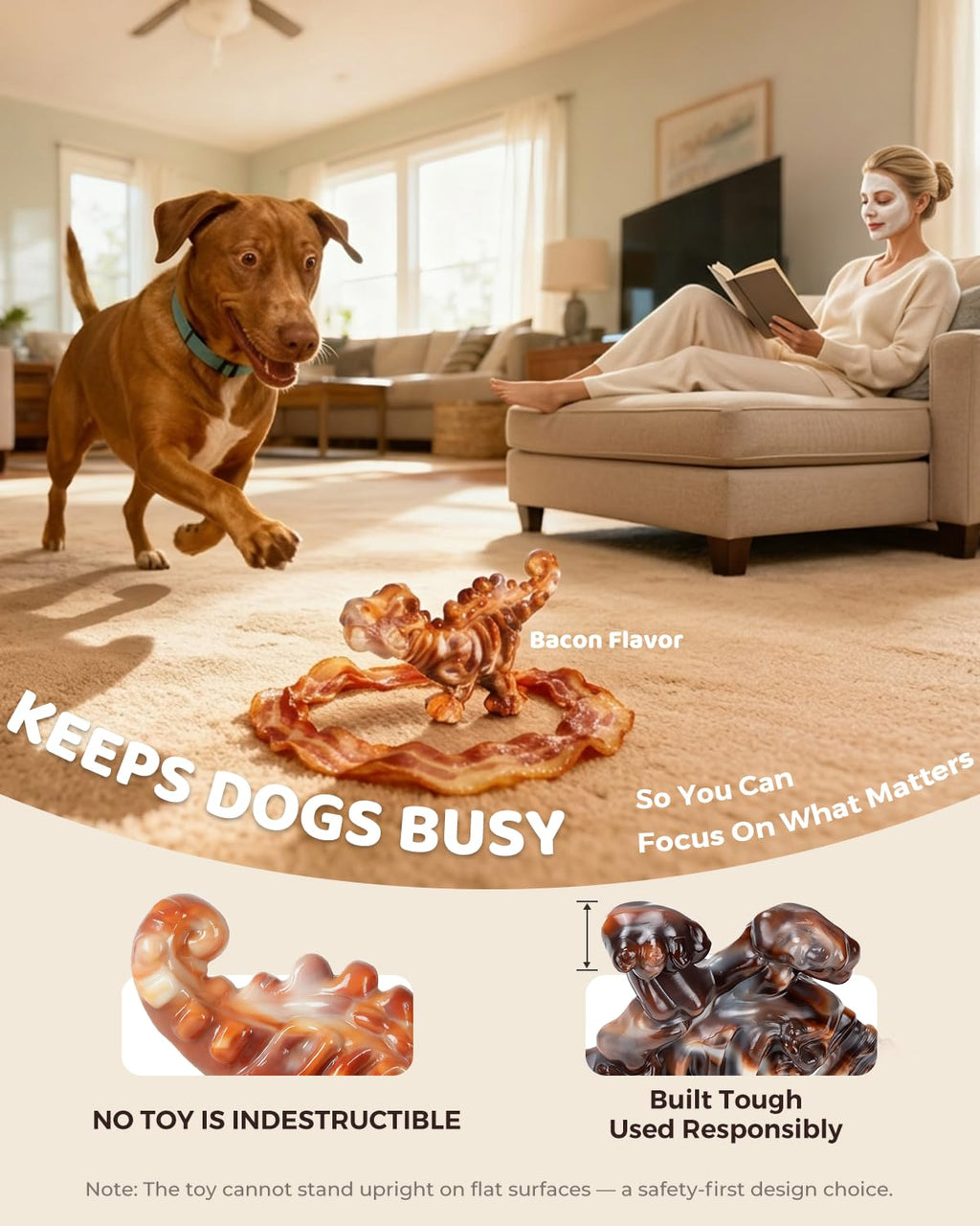 DinoBone 2-Pack Tough Dog Chew Toys for Aggressive Chewers, Rock-Hard Nylon
