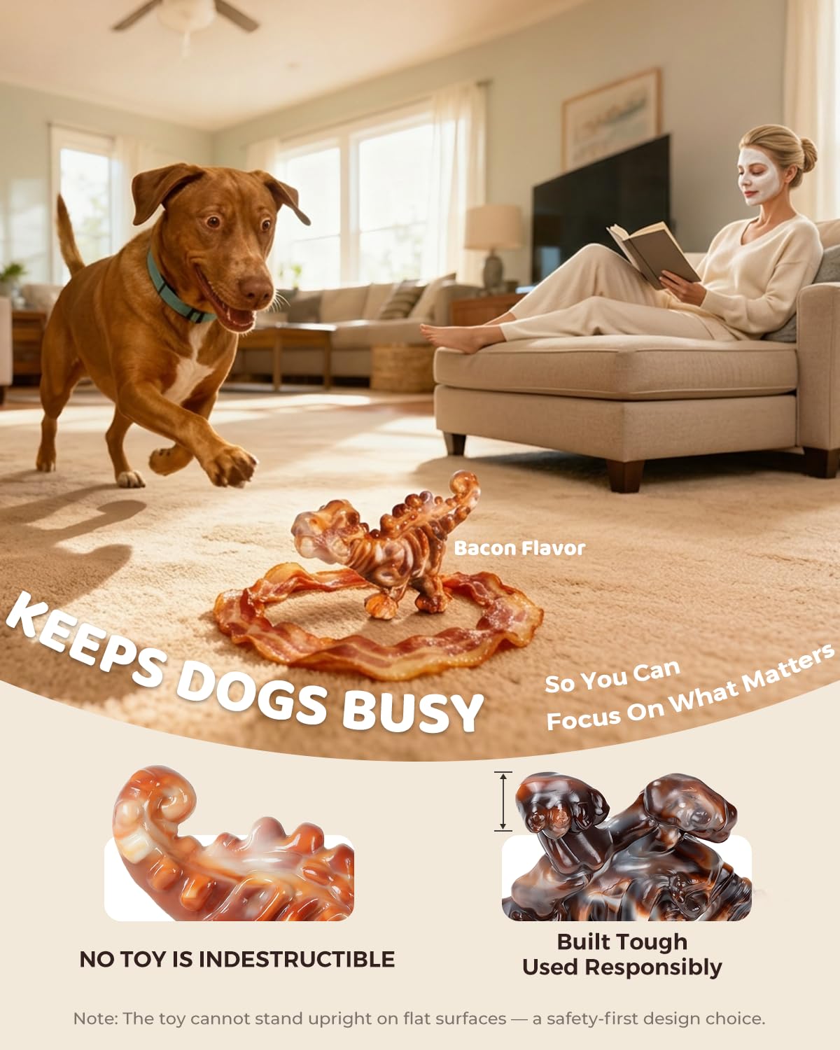 DinoBone 2-Pack Tough Dog Chew Toys for Aggressive Chewers, Rock-Hard Nylon