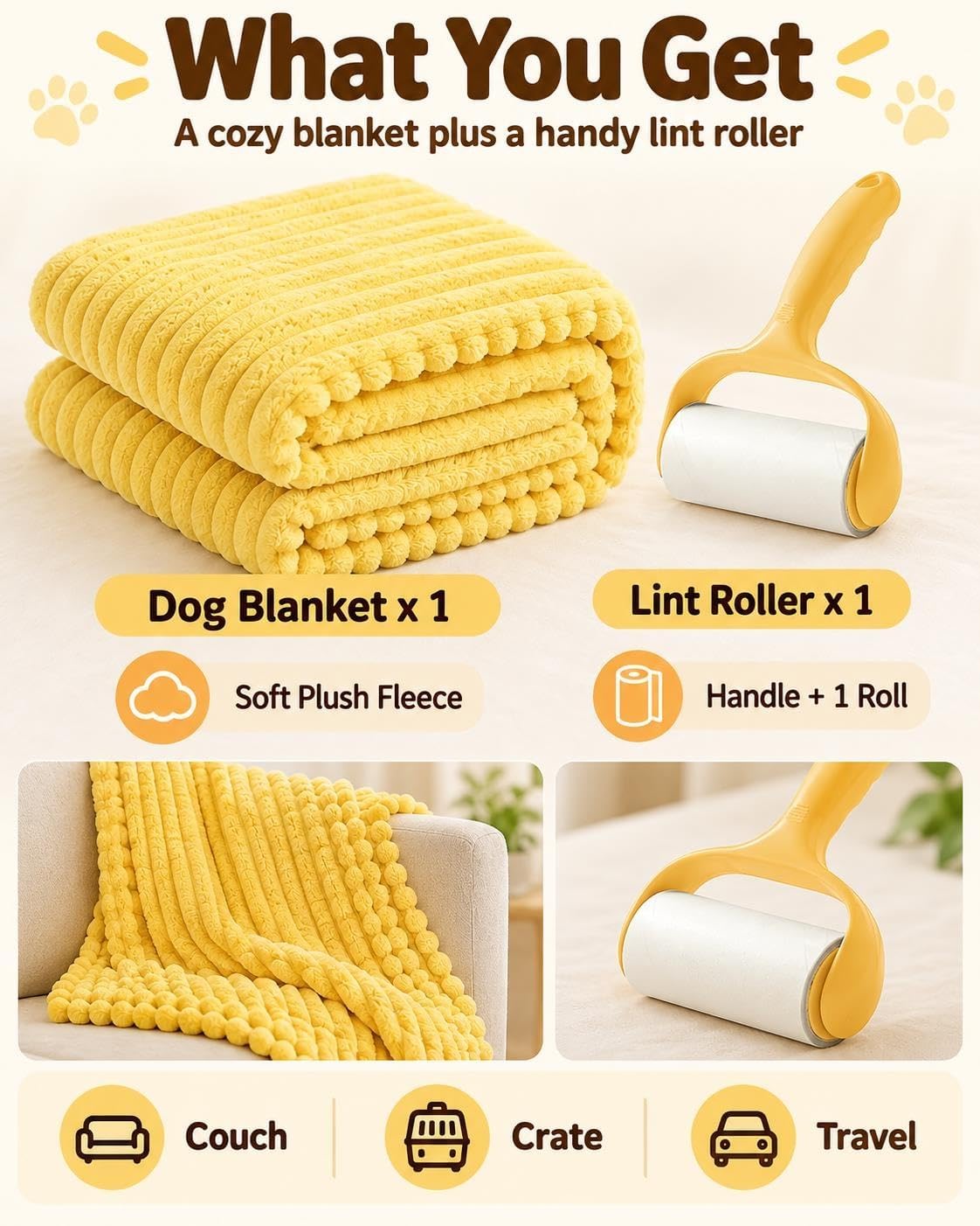 Emotional Support Blanket Yellow Calming Dog Anxiety Security Blankets