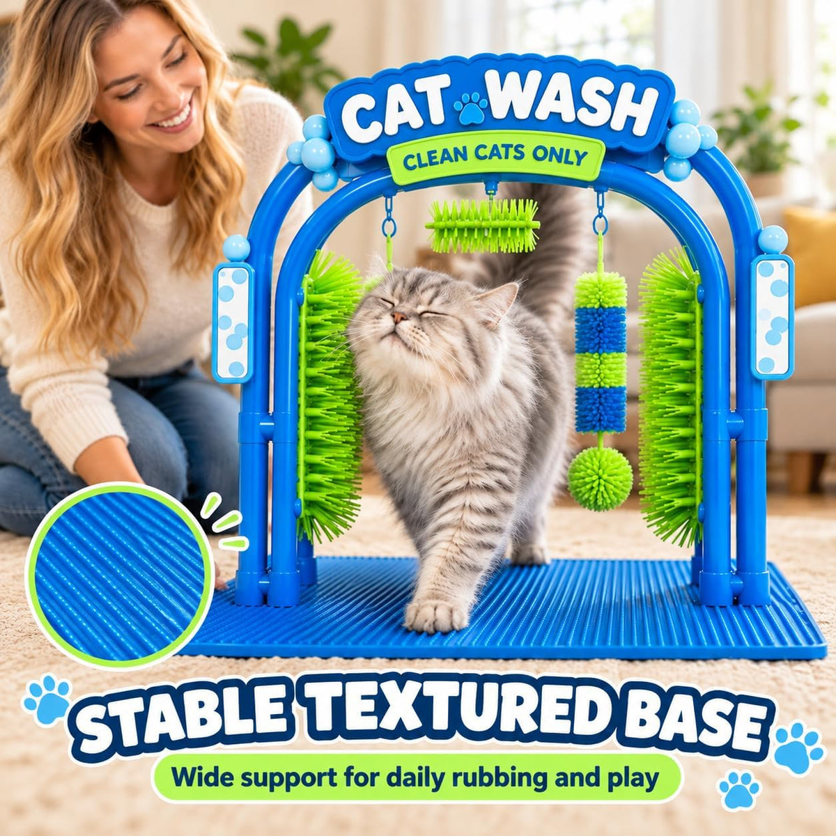 Cat Grooming Wash Station, Cat Car Wash Scratcher，1 Pcs