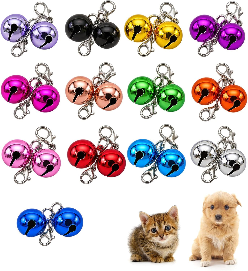 26 Pcs Cat Bell, Metal Cat Collar Bell 0.55 Inch 13 Colors with Key Rings