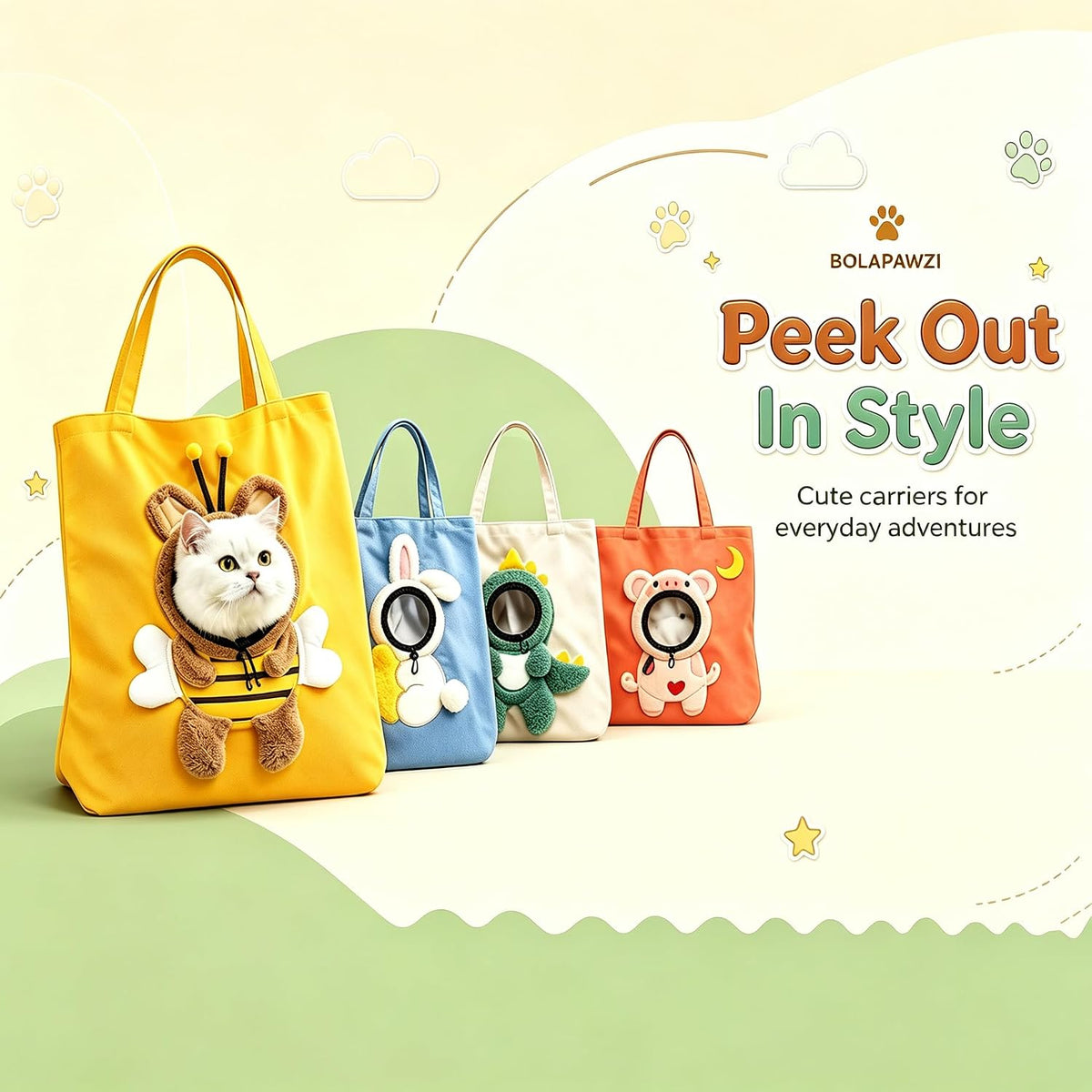 Paw Peek Bag, Pet Tote Carrier for Small Dog Cat