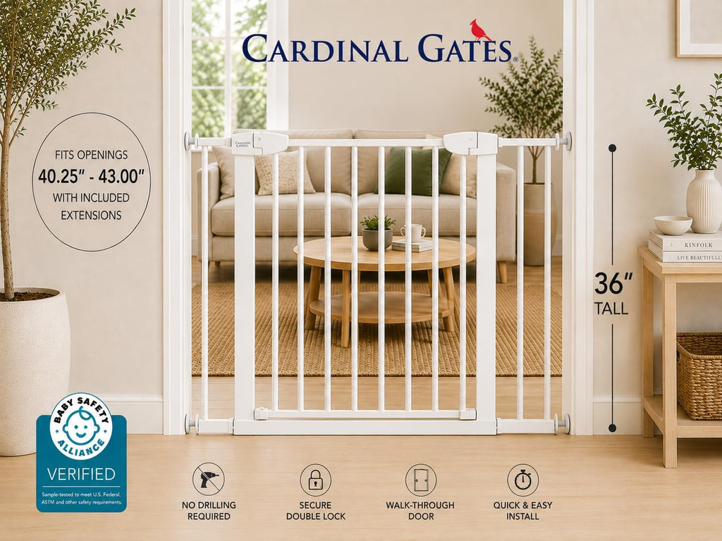 Cardinal Gates 36-Inch Pressure-Mount Baby/Pet Gate, White, 40.25-43 in