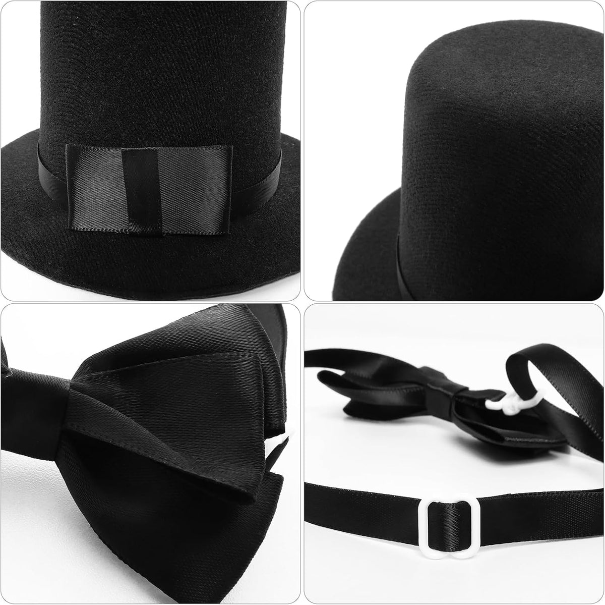 Pet Formal Accessories Set 2 Pcs Dog Costume Top Hat with Formal Pet Tuxedo Bowtie/Necktie Birthday Party Halloween Grad