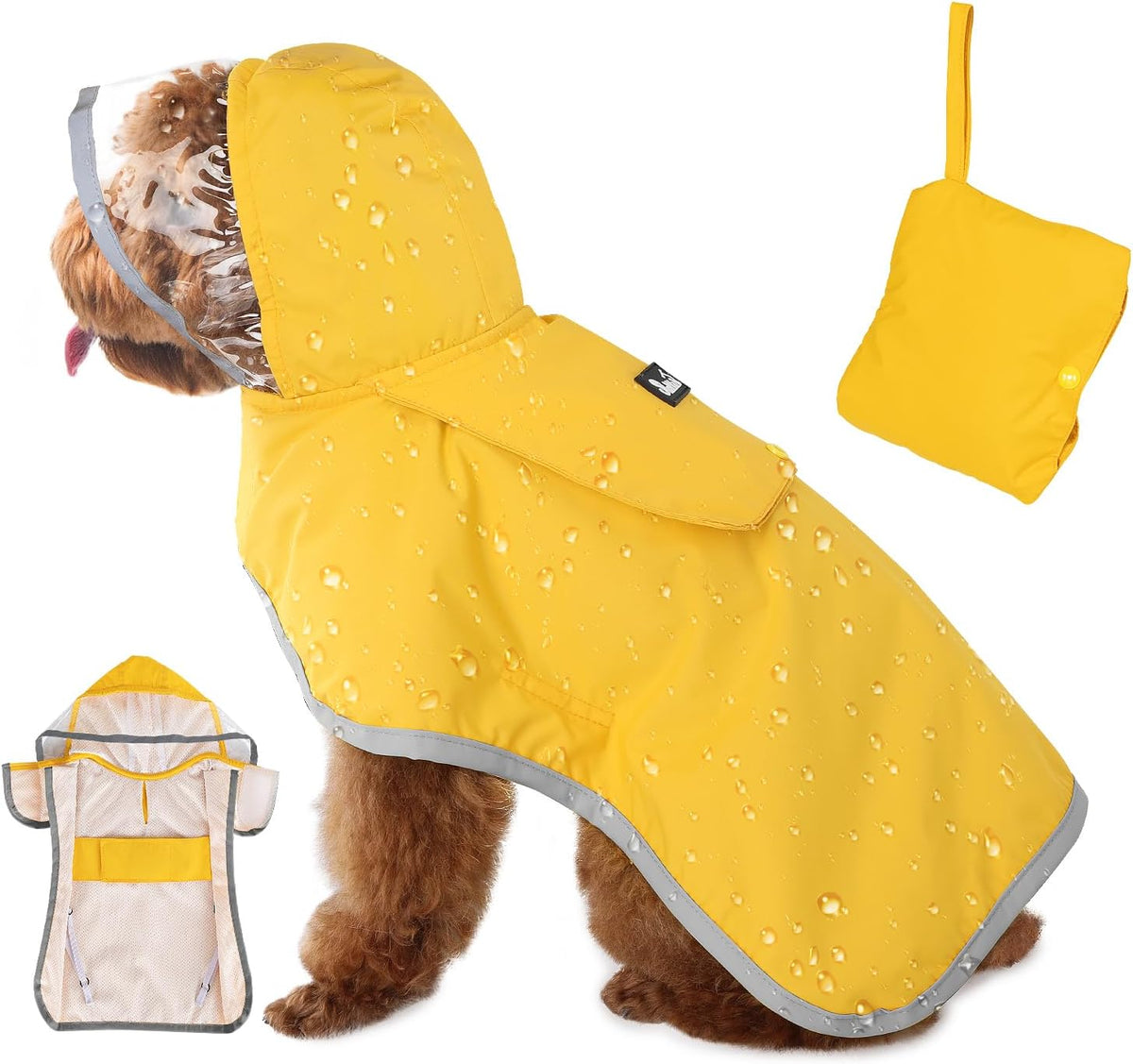 SlowTon Dog Raincoat, Waterproof Dog Rain Jacket with Clear Hooded, Y XL