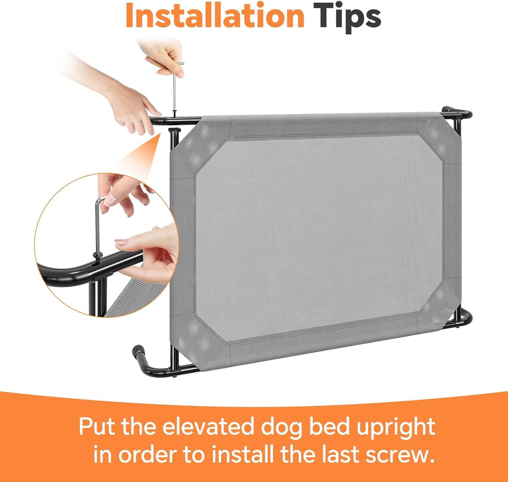 Simple Trending Raised Dog Bed for Large Dogs, Waterproof XL Dog Cot, Grey