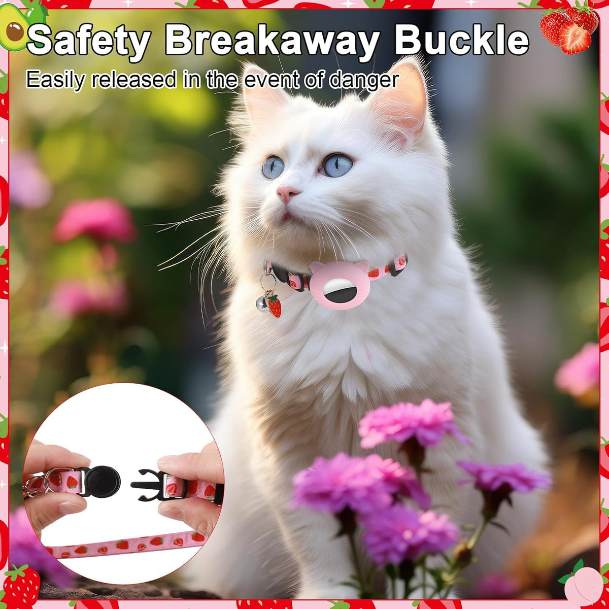 3 Pack Airtag Cat Collar Breakaway Fruit Cat Collars with Air Tag Holder