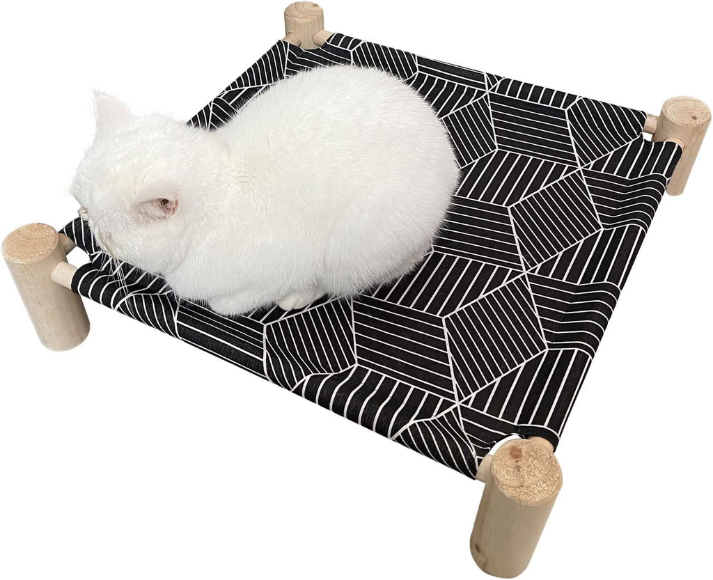 Pozico Cat/Dog Bed Hammock Cat Bed, Wooden Dog Elevated Indoor Outdoor Beds, Raised Cat Cots Furniture Pet Bed Puppy Bed