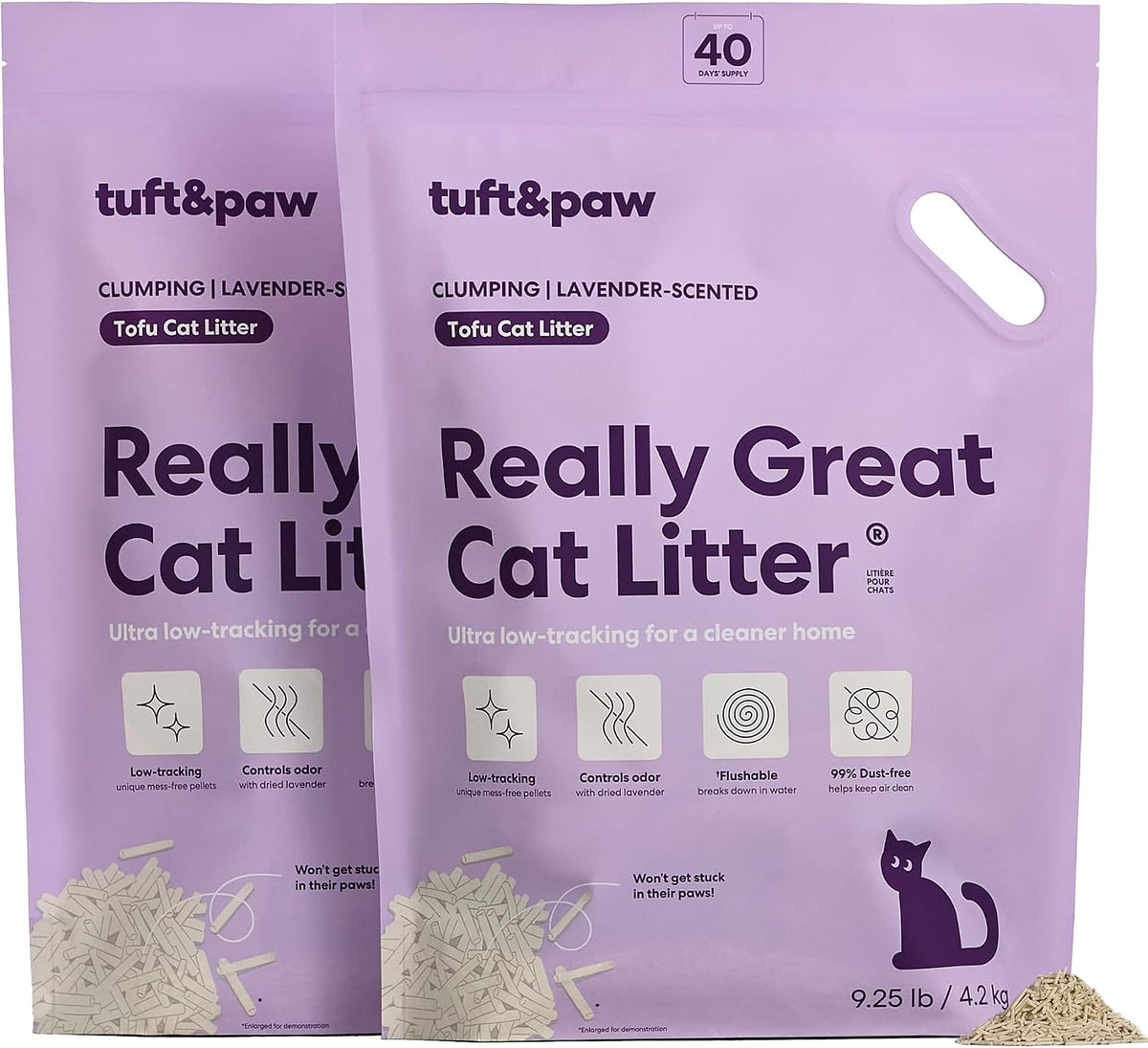 Tuft & Paw Really Great Cat Litter, Ultra Low Tracking Tofu Cat Litter, Clumping, Flushable, Odor Control, Dust-Free, Un