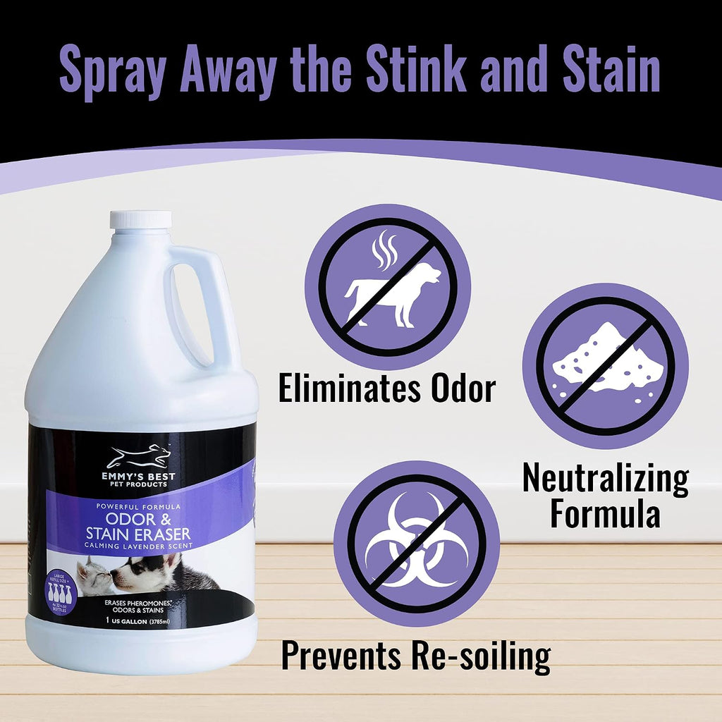 Pet Odor & Stain Eraser – Urine Enzyme Carpet Cleaner, Lavender, 128 oz